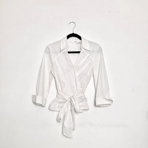 White wrap Collar Blouse